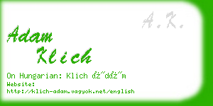 adam klich business card